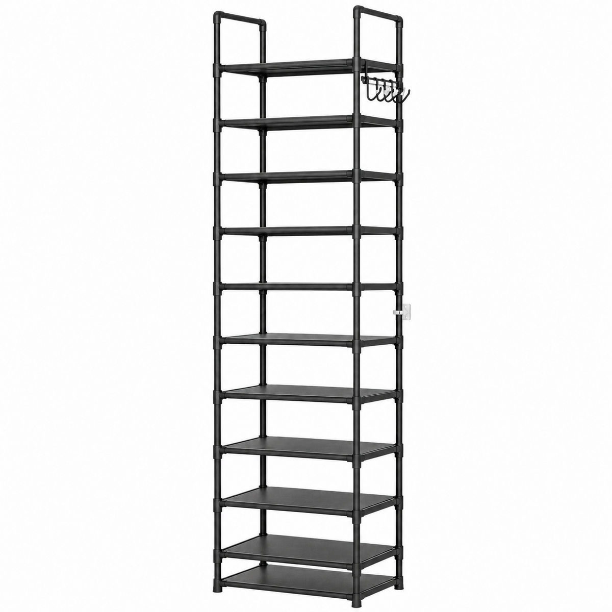 10 Tier Metal Shoes Rack Stackable Shoes Shelf with Hooks