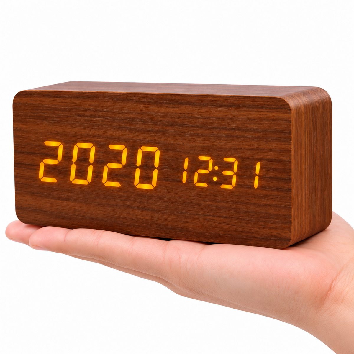 Wooden Design LED Smart Alarm Clock