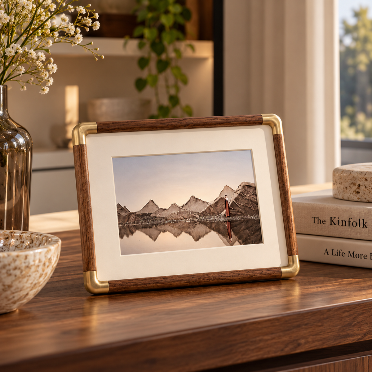 Brooks Tabletop Photo Frame | Vintage Wood & Brass Design