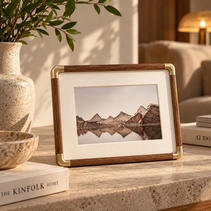 Brooks Tabletop Photo Frame | Vintage Wood & Brass Design
