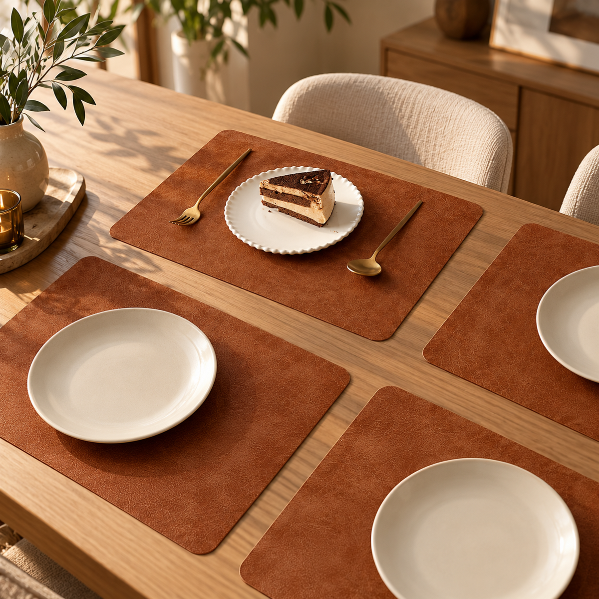 DuoMat | Double-Sided Faux Leather Placemats | Heat Resistant & Waterproof