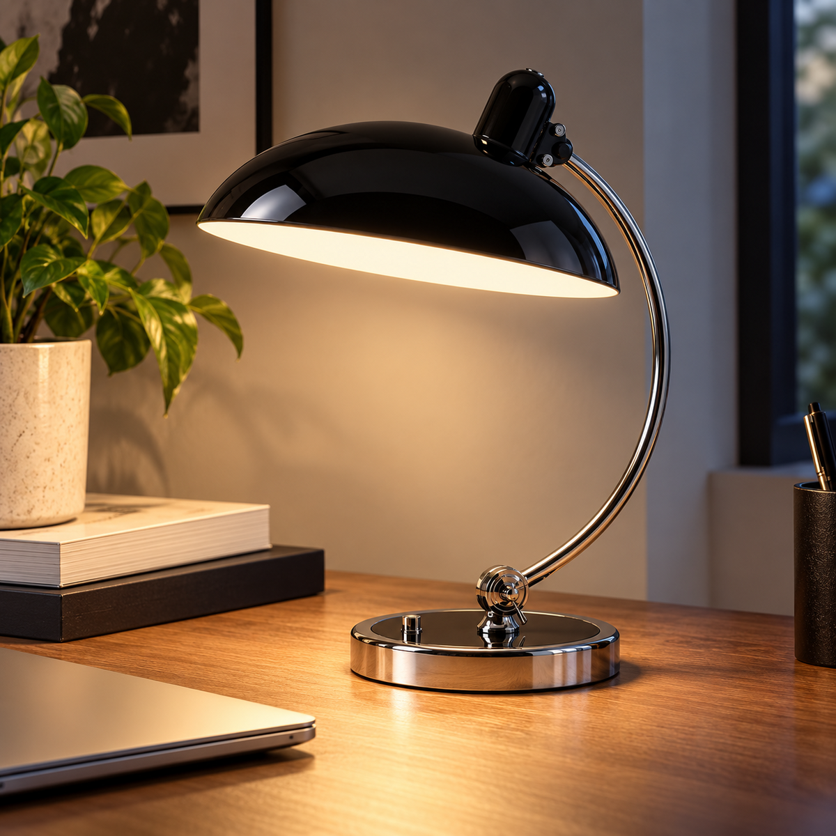 ScandiArc Table Lamp | Bauhaus-Inspired Curved Metal Design