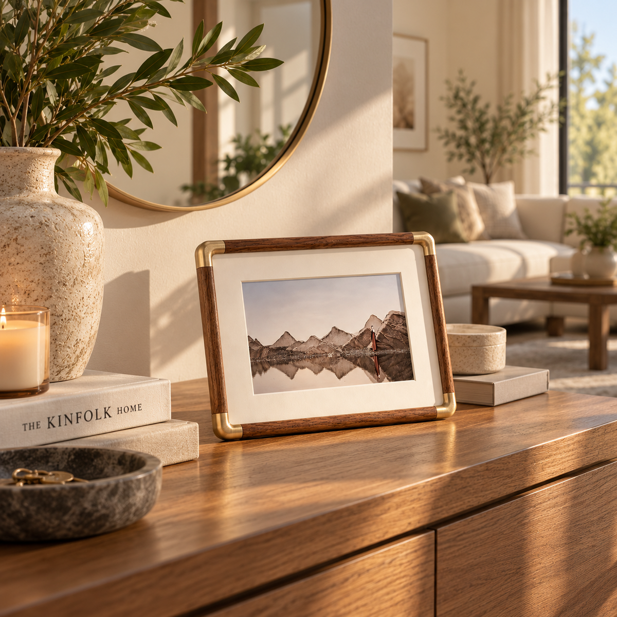 Brooks Tabletop Photo Frame | Vintage Wood & Brass Design