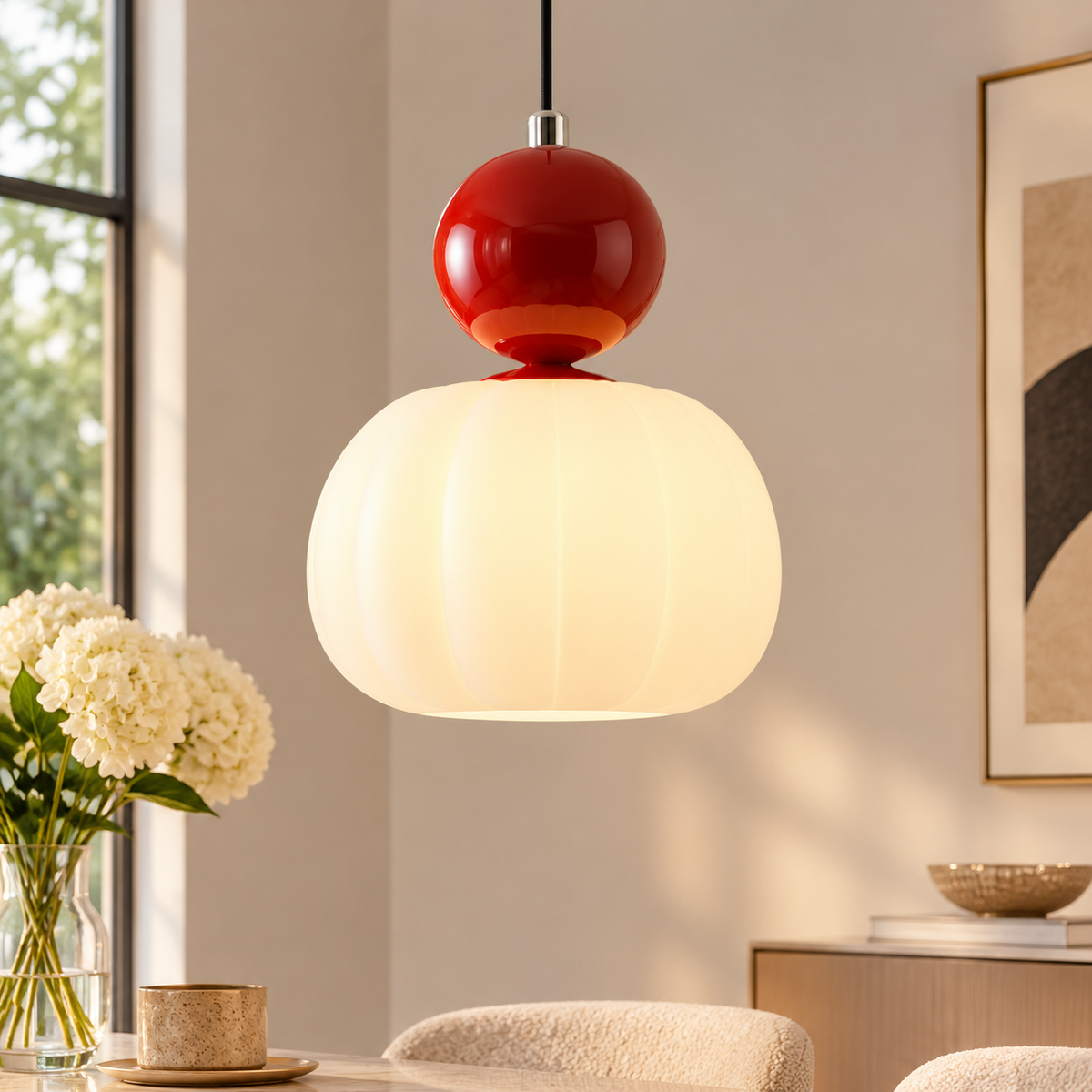 Nordic Pumpkin Pendant Light | Modern LED Ceiling Lamp