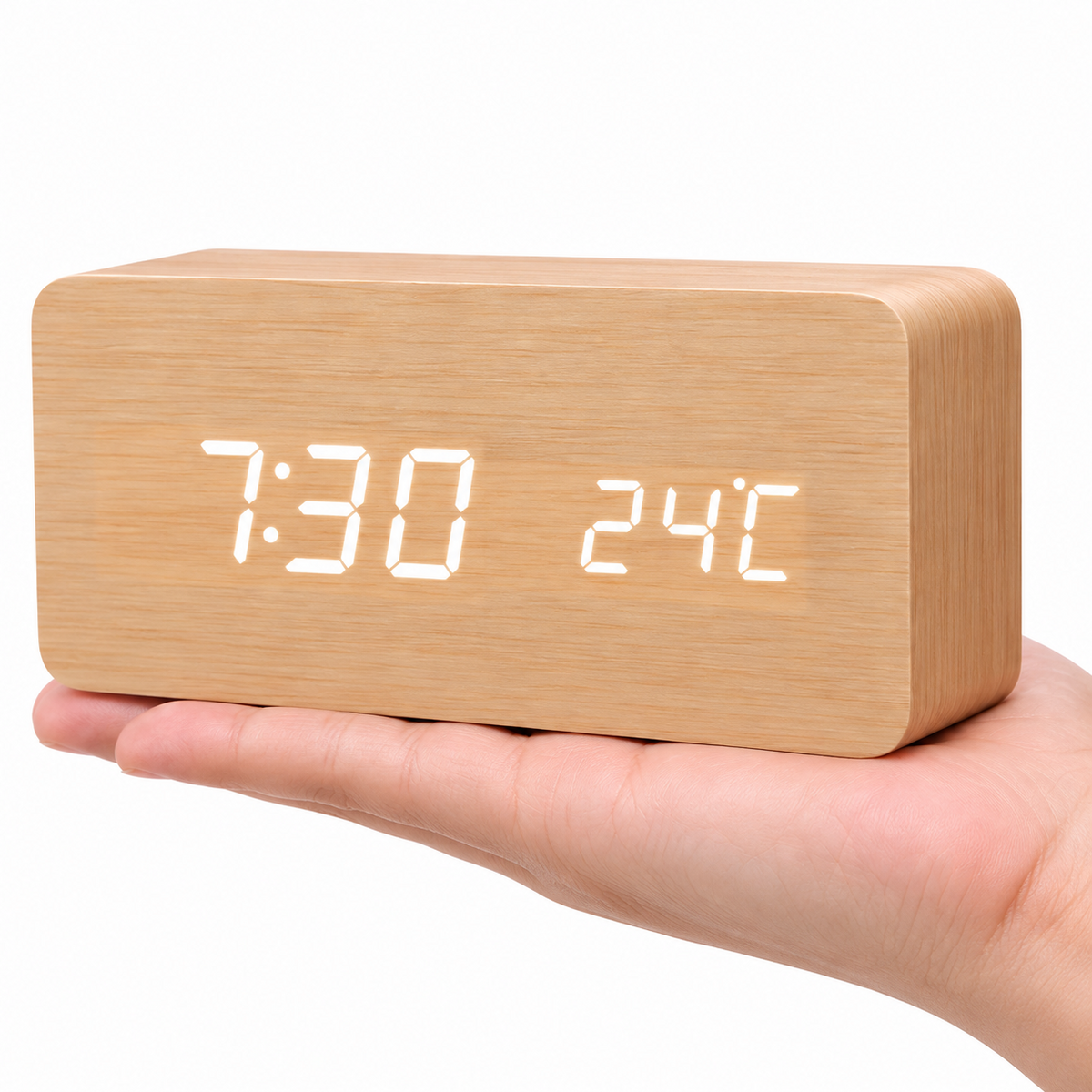Wooden Design LED Smart Alarm Clock