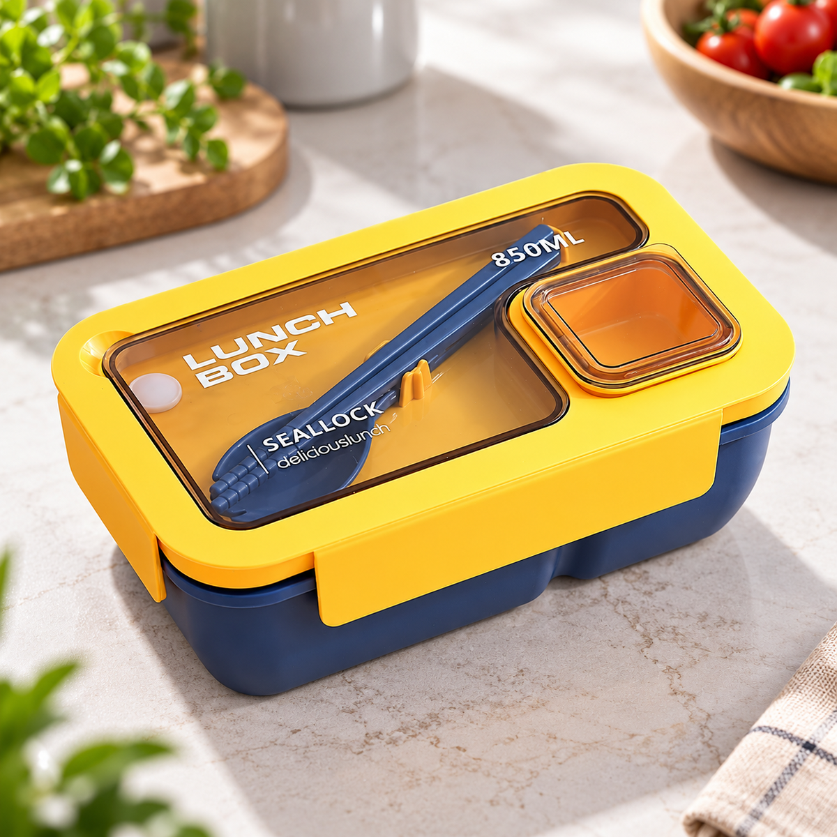 BentoGo Lunch Box Portable Leak-Proof Bento with Cutlery – Microwave & Dishwasher Safe